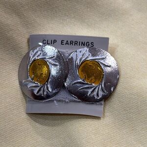 🎉 Silver and Gold-Tone Clip-On Earrings